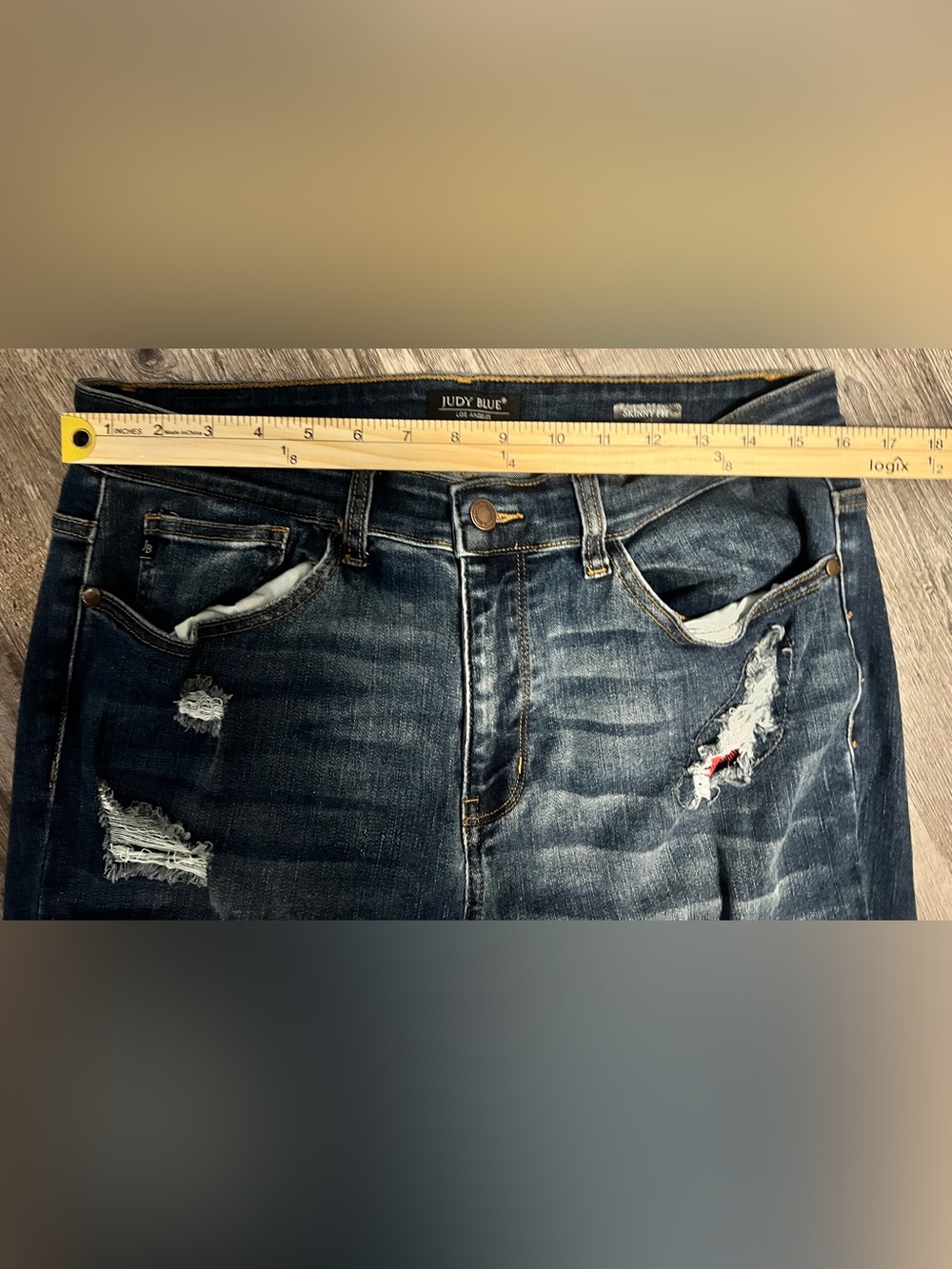Judy Blue Skinny Fit Jeans Distressed Denim Women's Size 14W Plus - Picture 5 of 7